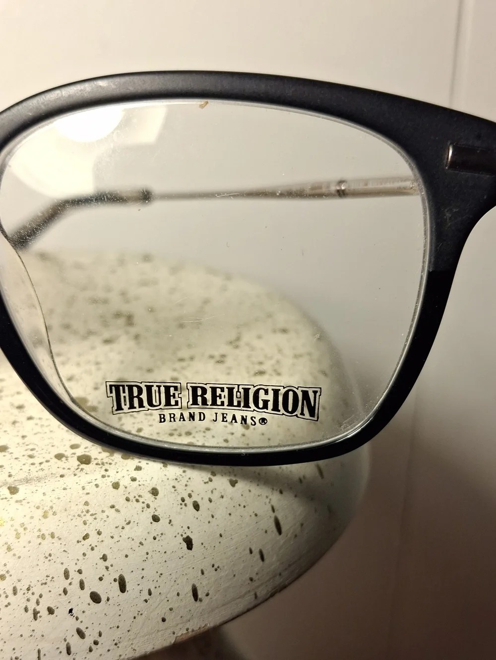 True Religion Black Eyeglass Frames with Subtle Silver Temples